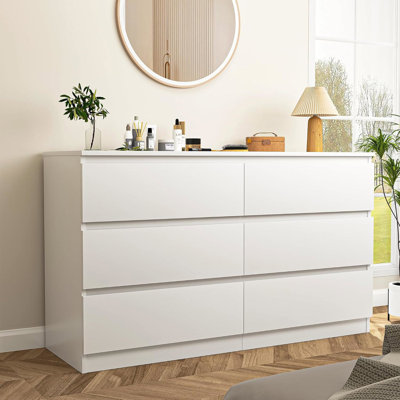 Commode spacieuse moderne à 6 tiroirs avec commode pour le salon de la chambre à coucher