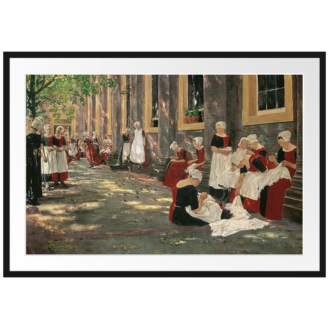 Gerahmtes Poster Free Period at the Amsterdam Orphanage von Max Liebermann