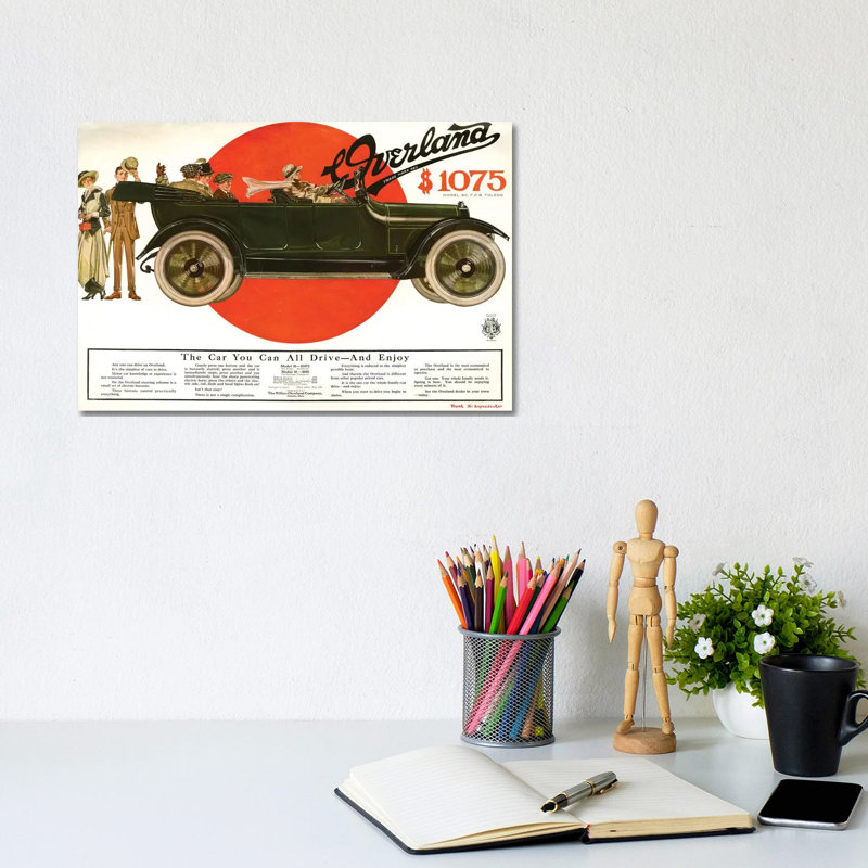 1915 Willys-Overland II Advert 1 Piece Wrapped Canvas Wall Art, 20.32cm H x 30.48cm W
