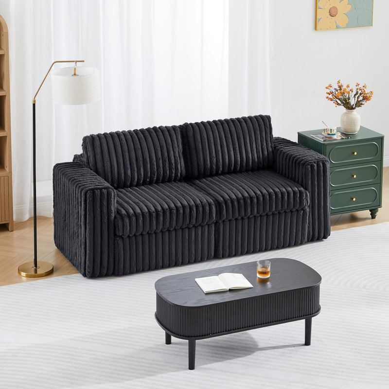 Canapé modulaire 2 places 2 places, Similifourrure noire