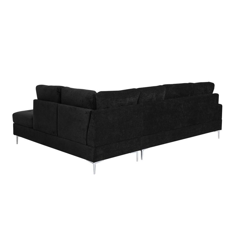 102'' Upholstered Sectional Sofa with Ottoman, Black