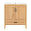 Meuble-lavabo en bois naturel 30 po avec lavabo en céramique, portes à fermeture en douceur et tablette réglable pour un rangement efficace