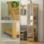 Étagère de salle de bain 6 niveaux en bambou avec miroir pour couloir en bois naturel