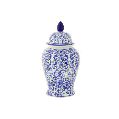Ceramic Chinoiserie Ginger/Temple Jar Gloss Blue&White