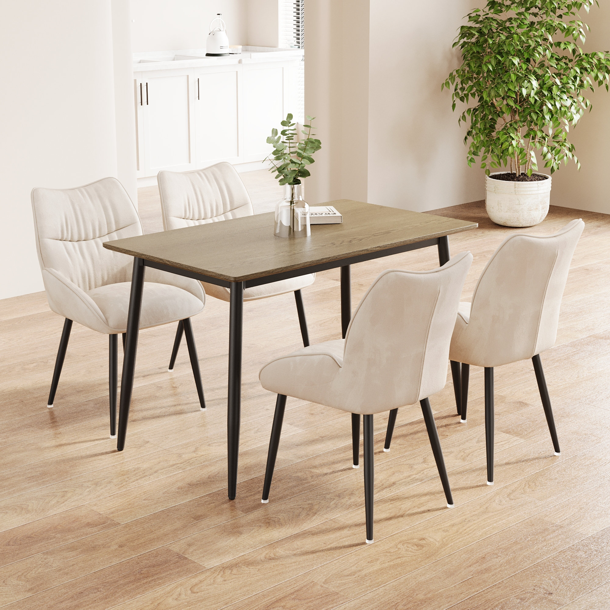 Corrigan Studio Modern wood grain dining table and chair set for 4-6 ...