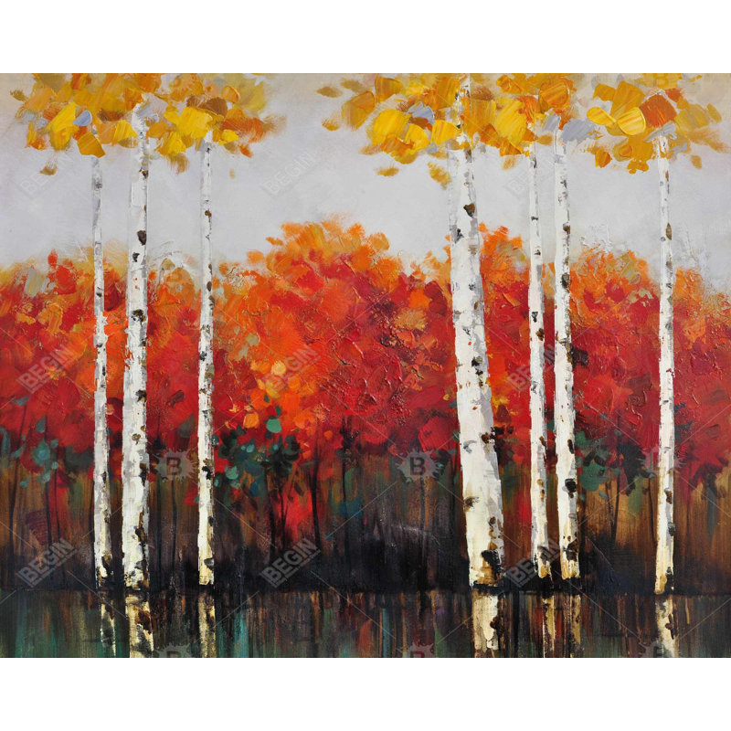 Birches By Fall Print On Canvas