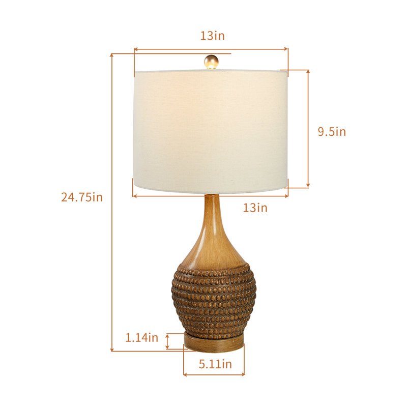 Feil 24.75" Table Lamp Set with USB, Oak