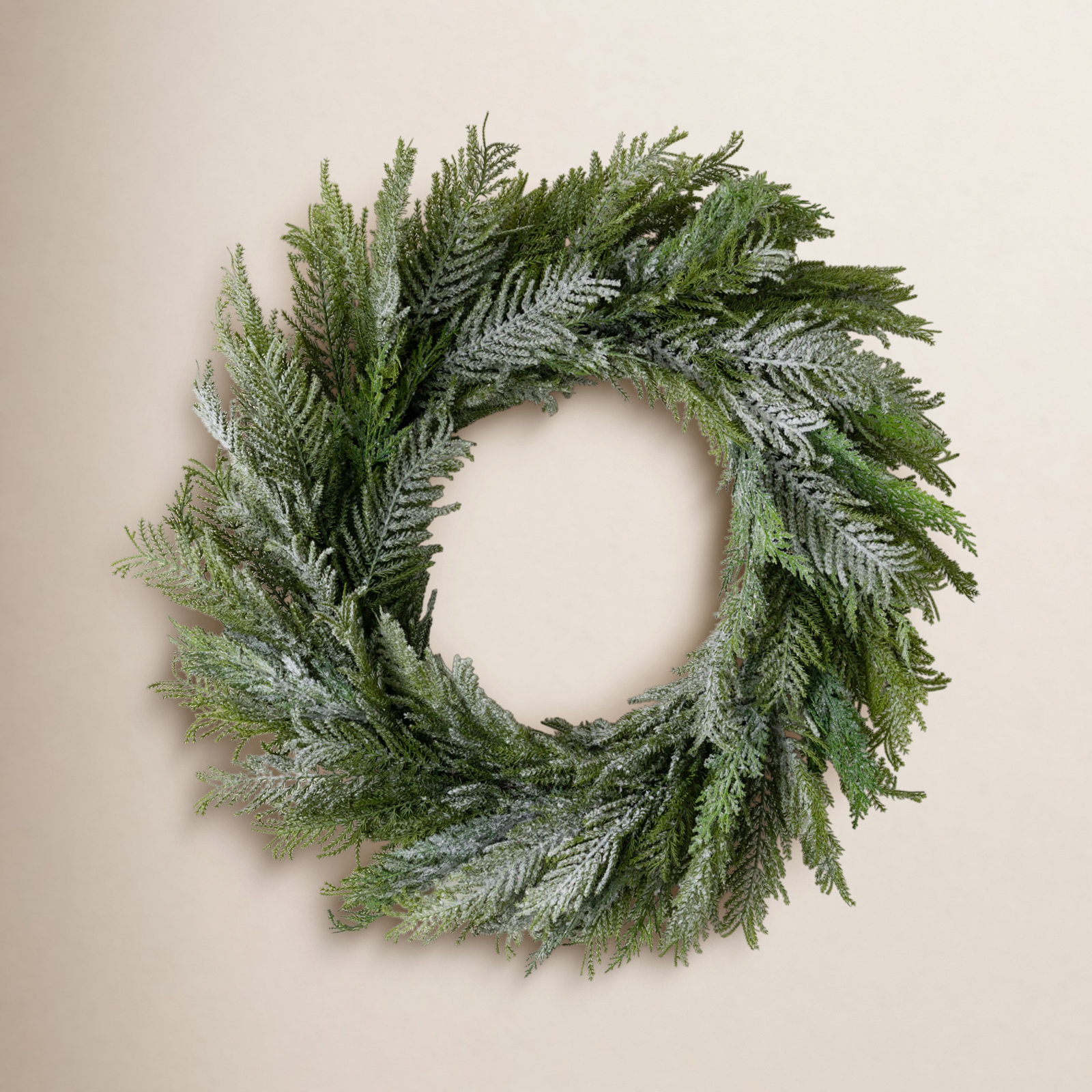 30" Artificial Norfolk Island Cedar Christmas Wreath, Green