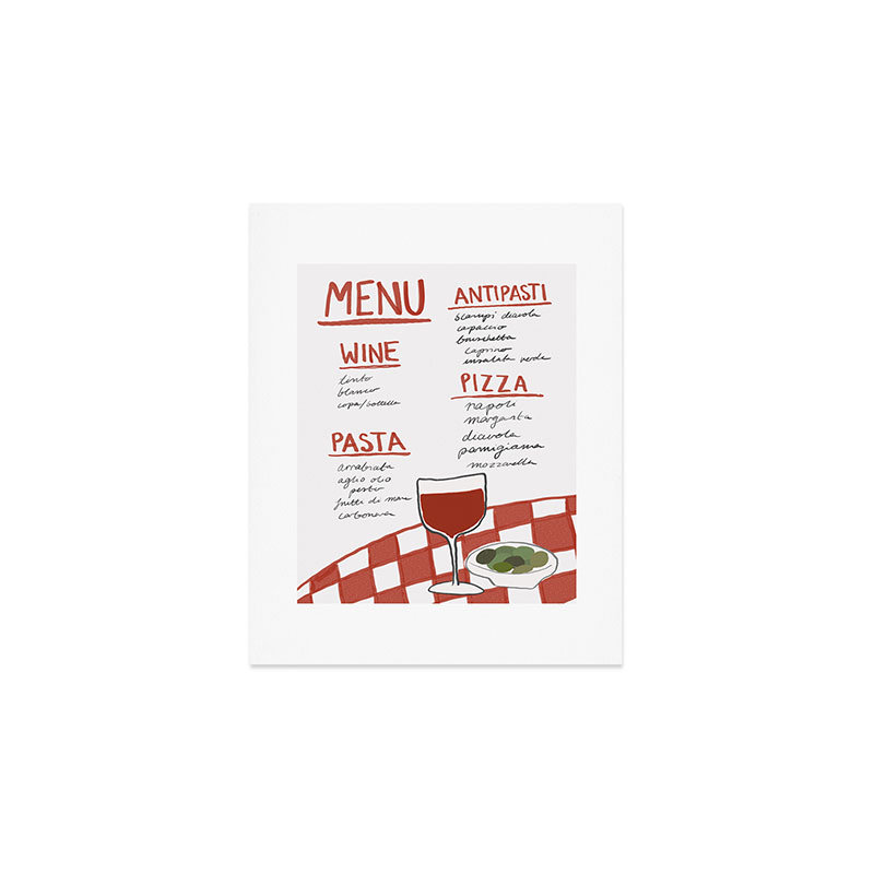 AthenesAtelier Italian Menu Art Print - Unframed, 10" H x 8" W
