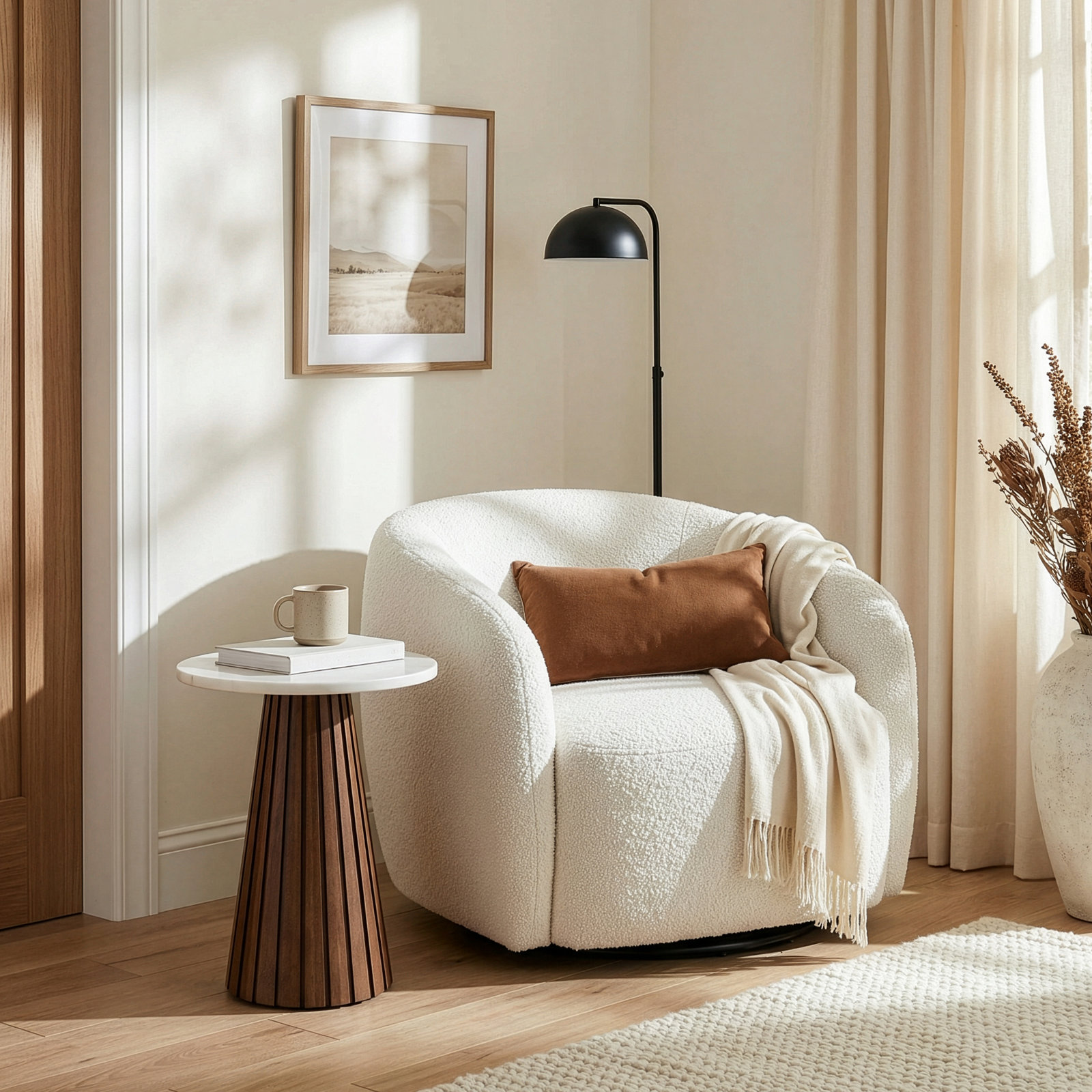 Soria Marble and Wood End Table
