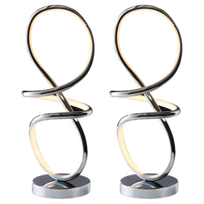 Bethzaida 47cm Polished Chrome Plate Table Lamp Set