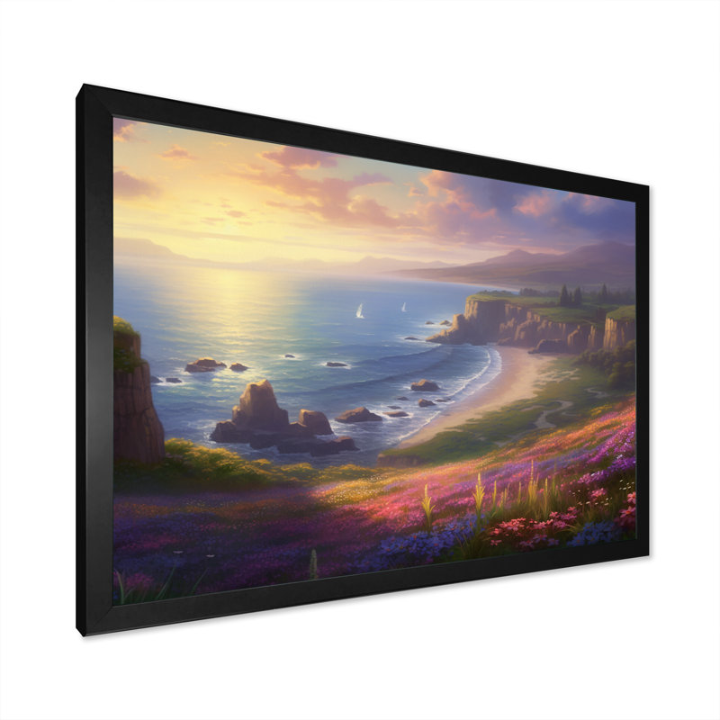 Seaside Paradise II, reproduction d'art sur toile, Cadre photo noir, H 12 po x l 20 po x P 1 po