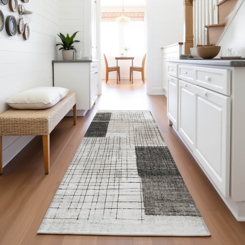 Tapis ivoire Xhevrie intérieur / extérieur lavable à la machine, Tapis de couloir 2 pi 3 po x 7 pi 6 po
