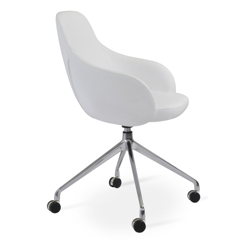 Gazel Spider Swivel Arm Chair With Casters, White