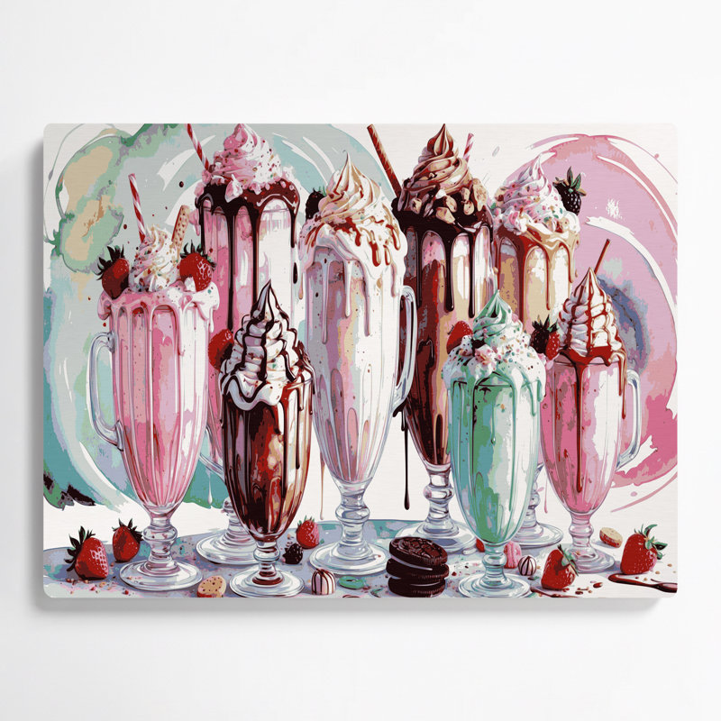 Desserts Milkshake gris, art mural en métal, H 20 po x l 30 po