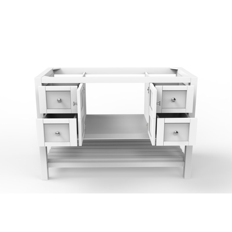 Meuble-lavabo de 48 po Anneus (base seulement), Blanc, Chrome