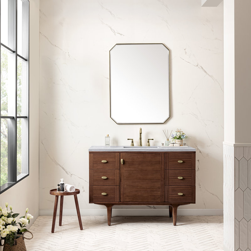 Amberly 48'' W Single Vanity, White Zeus, 8" Widespread