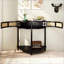 Table basse en rotin Boho avec 2 tiroirs et tablette inférieure pour le salon-1902155310
