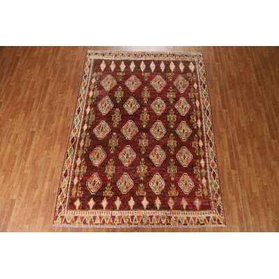 Tapis oriental géométrique noué à la main marocain 7 x 10