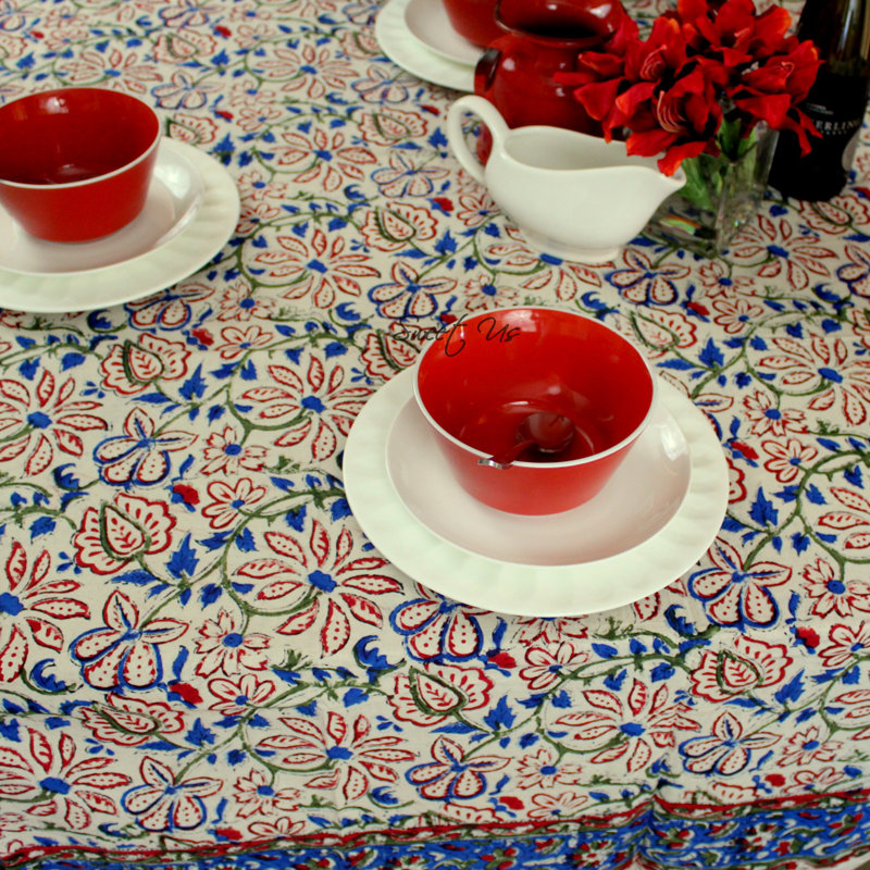 Cotton Floral Tablecloth Square