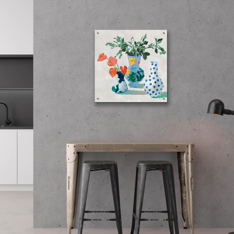 «Bungalow Vases Green» par Danhui Nai, art mural en verre acrylique, H 24 po x l 24 po