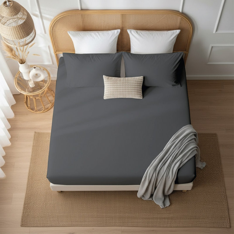 Janoshan 300 Thread Count 100% Egyptian Cotton Fitted Sheet – 30cm Deep Pocket, Soft Breathable Luxury Bed Sheet with Elasticated Edges
