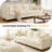 106" Corduroy Sofa Couches For Living Room, Modern Comfy 4 Seater Cloud Sofa With 8" Thick Soft Seat Cushion For Small Space, Bedroom, Apartment, Home Office (beige White)-401580839