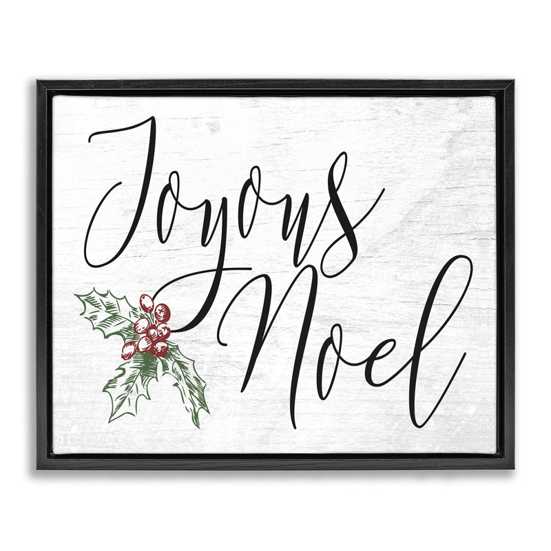 «Joyous Noel Christmas Botanicals», art mural sur toile flottante par Daphne Polselli hwp-203, Cadre flottant noir de jais