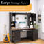 Bureau d'ordinateur de style Mid-Century Farmhouse avec huche et station de travail-1252025091