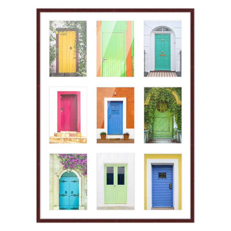 Cadre en bois, 5 po x 7 po, 17,5 po x 23,5 po, Brun foncé / blanc
