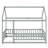 Fablet Twin Size Wooden House Floor Bed With Roof Frame And Safety Guardrails