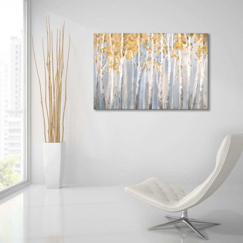 «Golden Birches» par Danhui Nai, art mural en verre acrylique, H 24 po x l 36 po x P 0,2 po