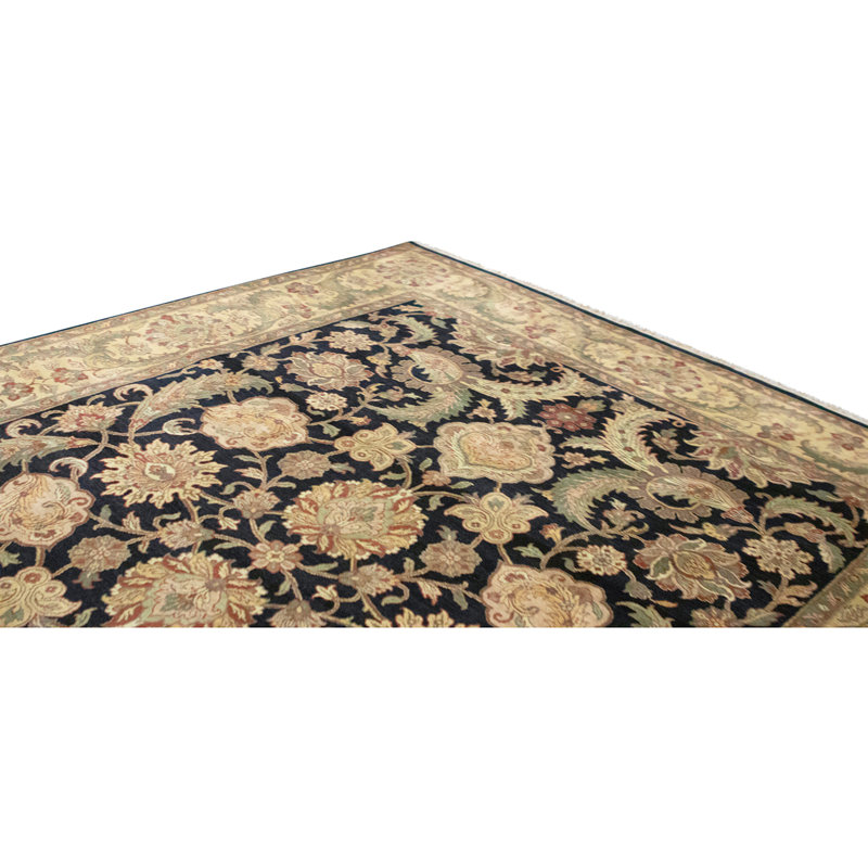 Hand Knotted Wool Area Rug in Black And Gold