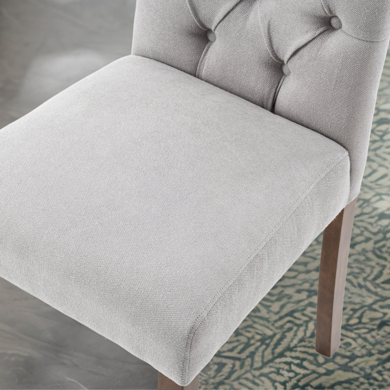 Tiarnna Linen Side Chair Dining Chair, Light Gray