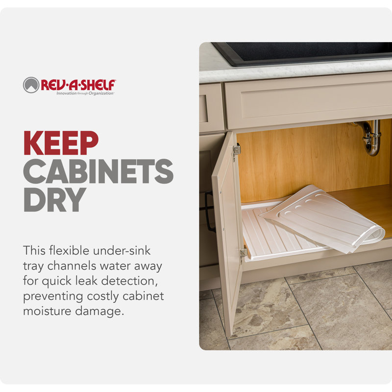 Rev-A-Shelf Under Sink Drip Tray for Vanity Base Cabinets, Fits 33" - 36", 34.5"W x 20.2"L