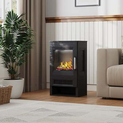 17 Stories 44 cm W Black Electric Fireplace with 5120 BTU