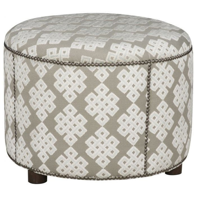 Cameron 23" Wide Round Standard Ottoman, Aged Bronze, 9953 Willow