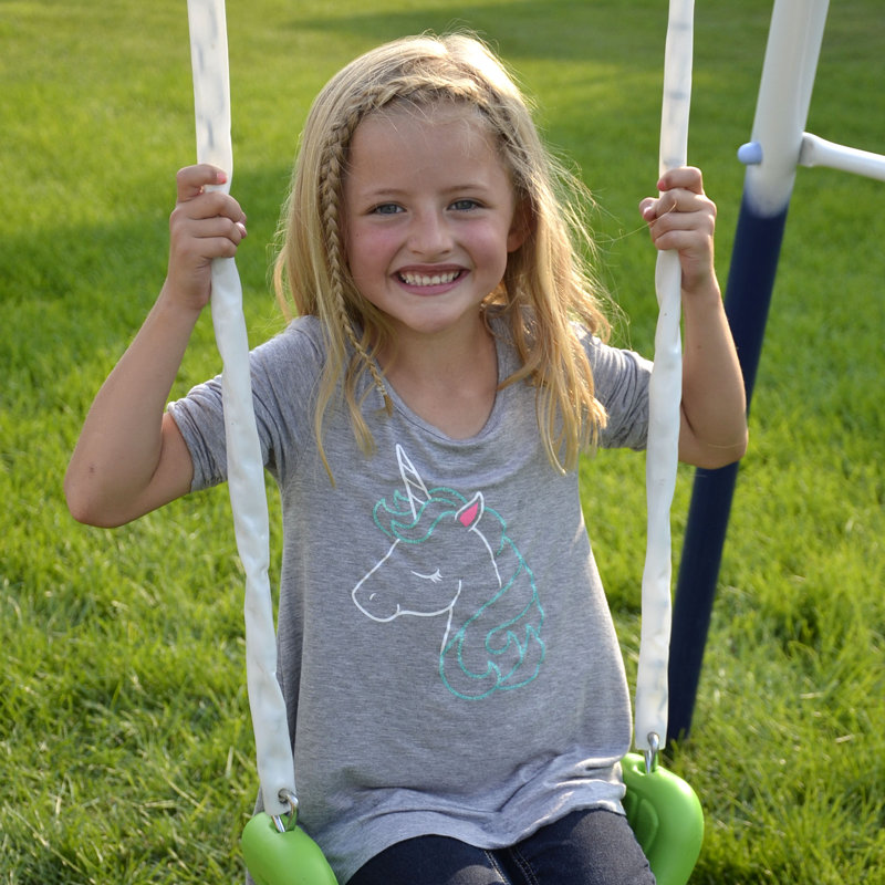 Sierra Vista Blue and Green Metal Swing Set with Slide