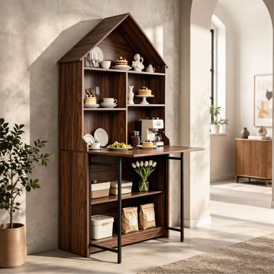 Bureau d'artisanat pliant avec tablettes de rangement, bureau convertible dissimulé en bibliothèque, bureau pliable avec rangement, bureau de disparition pour petits espaces, table de bricolage multifonctionnelle, bureau de coiffeuse