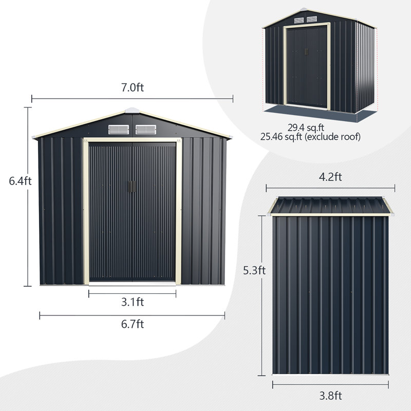 Metal Storage Shed, 7' x 4.2'