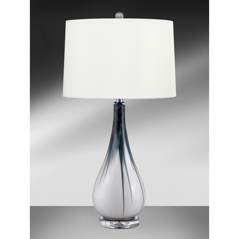 Tropea 31 in. Blue & White Glass Table Lamp