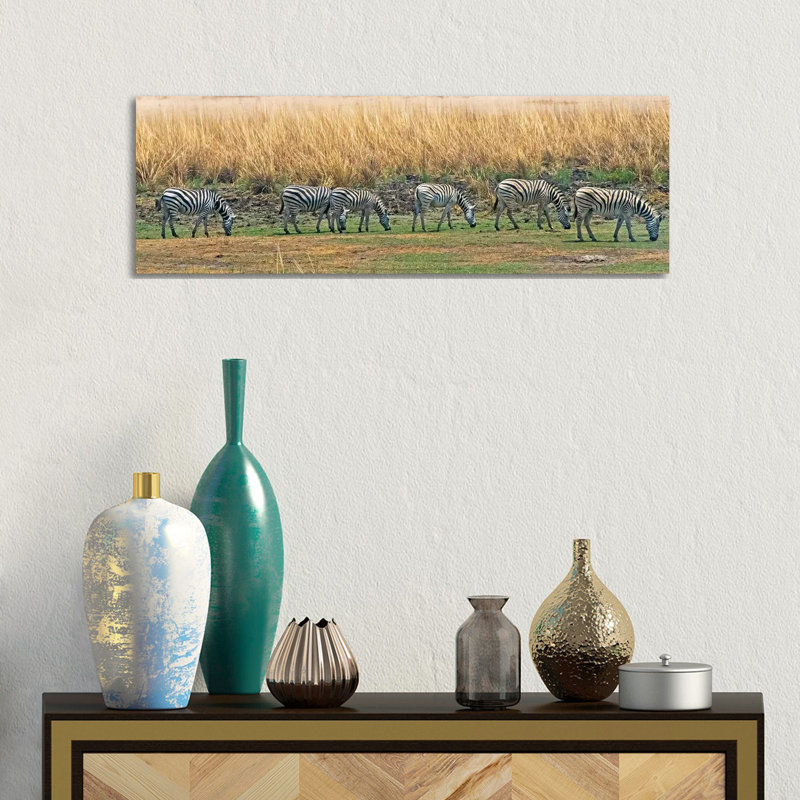 Zebras, Chobe National Park, North-West District, Botswana by Keren Su - Wrapped Canvas Panoramic Painting