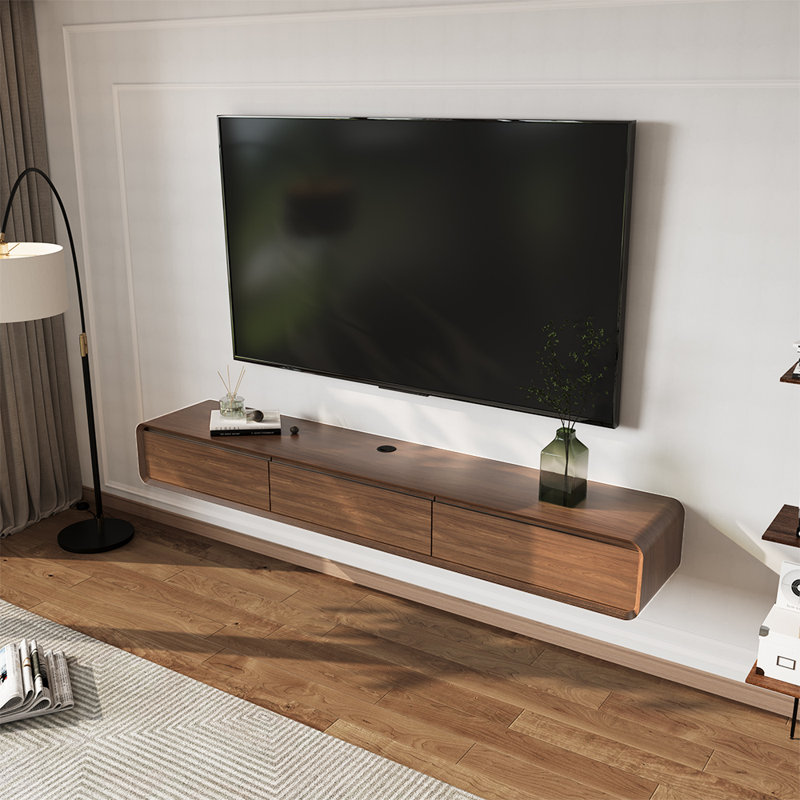 Armoire flottante, meuble télé mural, centre de divertissement avec 3 tiroirs, console multimédia en bois, entièrement assemblée