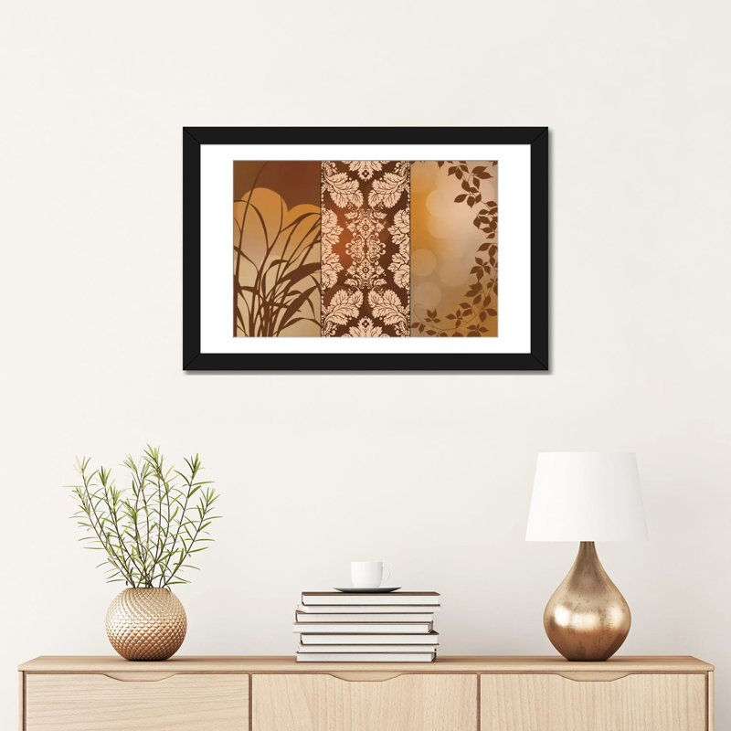 «Bronze Filigree», impression sur toile tendue, H 16 po x l 24 po x P 1 po, Papier d'art encadré noir, Blanc