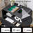 25" H Wood Nightstand Set of 2, Black End Table with Charging Station & 2 Drawers, Curved Side Table-1950726886-1953132251