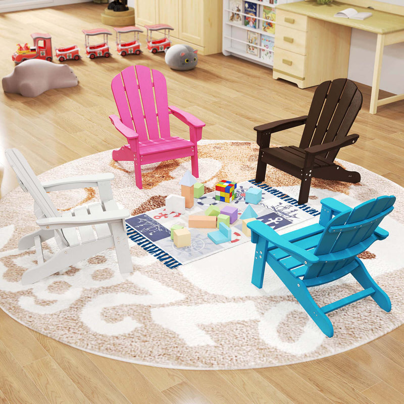 Adirondack Chair With High Backrest Armrests Fire Pit Chair For Kids Ages 3-8 Years Old, Pink