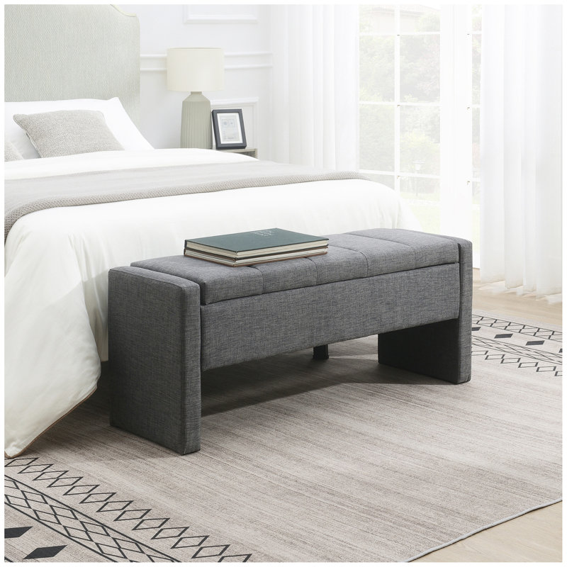Modern Bed End Bench with Storage,Upholstered Large Foot Rest Stool, Comfy Window Vanity Bench for Living Room,Bedroom,Dorm,Coffee Table,Linen 