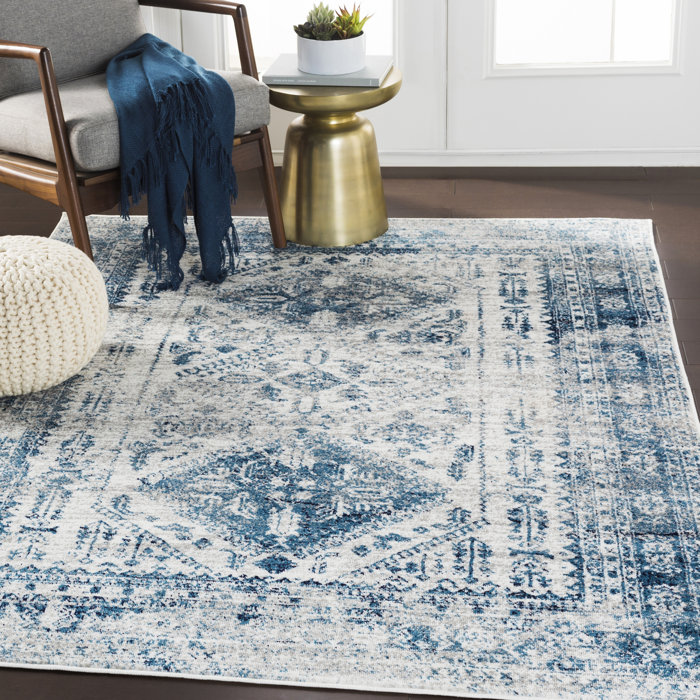 Langley Street Fitz Machine Woven Oriental Sky Blue Area Rug & Reviews ...
