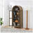 Modern Retro-Style Wooden Storage Cabinet With Adjustable Glass Partitions And High Arched Design, Ideal For Multi-Functional Kitchen Use-1120119077