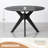 Xavion & Latrix Contemporary Glam Solid Wood 5-Piece Dining Set, 48'' Round Table with Sculpted Splayed Legs & 4 Geometric Back Faux Leather Chairs, Chestnut Brown-2136720948